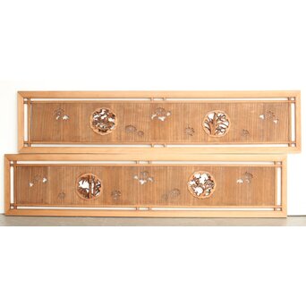 桐地 透かしと木彫の欄間 2枚1組　R0210Y 