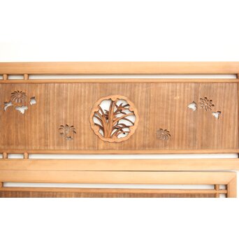 桐地 透かしと木彫の欄間 2枚1組　R0210Y 