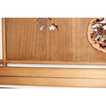 桐地 透かしと木彫の欄間 2枚1組　R0210Y 