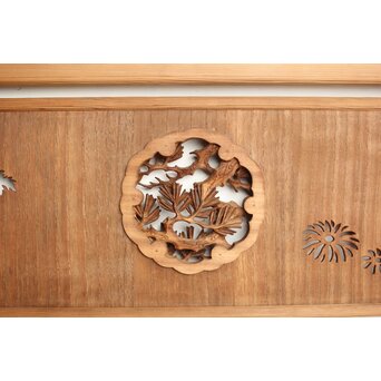 桐地 透かしと木彫の欄間 2枚1組　R0210Y 