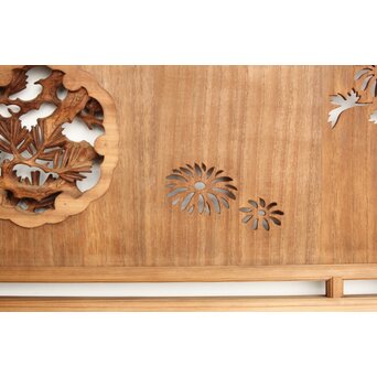 桐地 透かしと木彫の欄間 2枚1組　R0210Y 