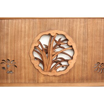 桐地 透かしと木彫の欄間 2枚1組　R0210Y 