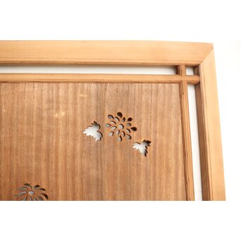 桐地 透かしと木彫の欄間 2枚1組　R0210Y 