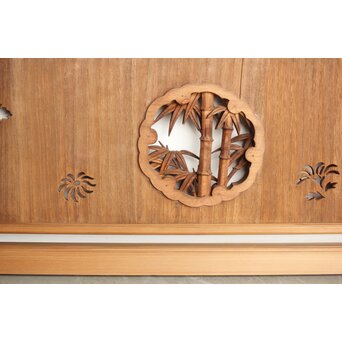 桐地 透かしと木彫の欄間 2枚1組　R0210Y 