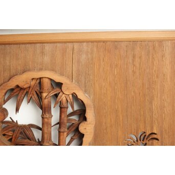 桐地 透かしと木彫の欄間 2枚1組　R0210Y 