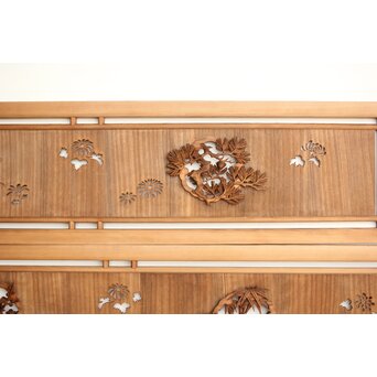 桐地 透かしと木彫の欄間 2枚1組　R0210Y 