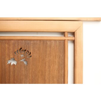 桐地 透かしと木彫の欄間 2枚1組　R0210Y 