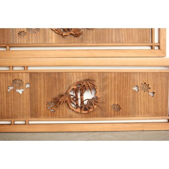 桐地 透かしと木彫の欄間 2枚1組　R0210Y 