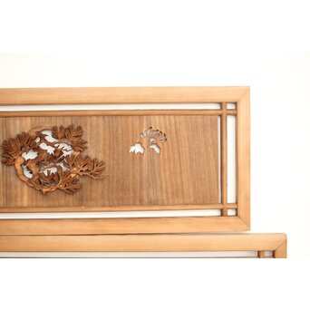 桐地 透かしと木彫の欄間 2枚1組　R0210Y 