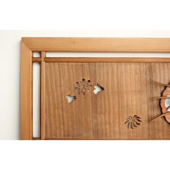 桐地 透かしと木彫の欄間 2枚1組　R0210Y 