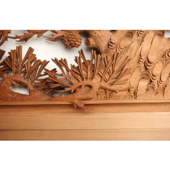 侊陽銘 深彫松 木彫欄間 2枚1組　R0214 