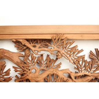 侊陽銘 深彫松 木彫欄間 2枚1組　R0214 