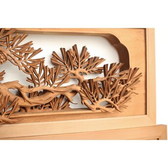 侊陽銘 深彫松 木彫欄間 2枚1組　R0214 