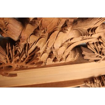 侊陽銘 深彫松 木彫欄間 2枚1組　R0214 