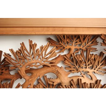 侊陽銘 深彫松 木彫欄間 2枚1組　R0214 