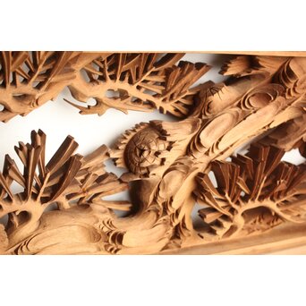 侊陽銘 深彫松 木彫欄間 2枚1組　R0214 