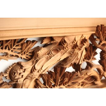 侊陽銘 深彫松 木彫欄間 2枚1組　R0214 