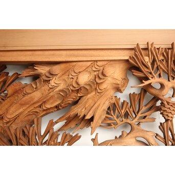 侊陽銘 深彫松 木彫欄間 2枚1組　R0214 