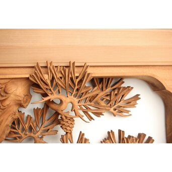 侊陽銘 深彫松 木彫欄間 2枚1組　R0214 