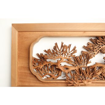 侊陽銘 深彫松 木彫欄間 2枚1組　R0214 