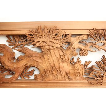 侊陽銘 深彫松 木彫欄間 2枚1組　R0214 