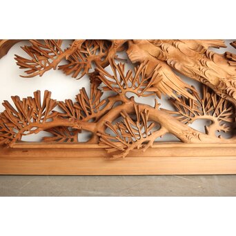 侊陽銘 深彫松 木彫欄間 2枚1組　R0214 