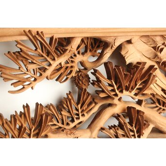 侊陽銘 深彫松 木彫欄間 2枚1組　R0214 