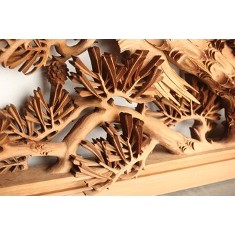 侊陽銘 深彫松 木彫欄間 2枚1組　R0214 