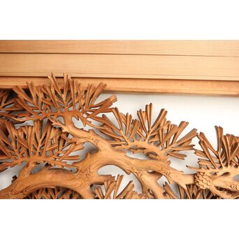 侊陽銘 深彫松 木彫欄間 2枚1組　R0214 