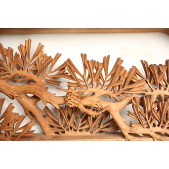 侊陽銘 深彫松 木彫欄間 2枚1組　R0214 