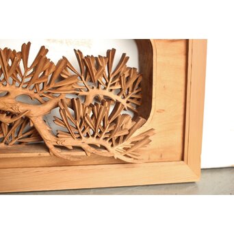 侊陽銘 深彫松 木彫欄間 2枚1組　R0214 