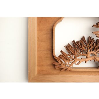 侊陽銘 深彫松 木彫欄間 2枚1組　R0214 