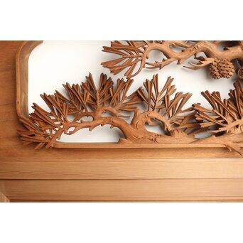 侊陽銘 深彫松 木彫欄間 2枚1組　R0214 