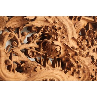 侊陽銘 深彫松竹梅 木彫欄間 2枚1組　R0215Y 