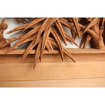 侊陽銘 深彫松竹梅 木彫欄間 2枚1組　R0215Y 