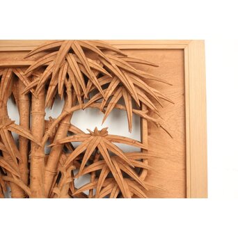 侊陽銘 深彫松竹梅 木彫欄間 2枚1組　R0215Y 