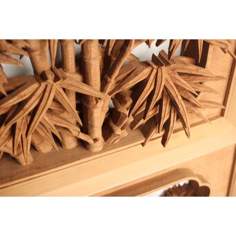 侊陽銘 深彫松竹梅 木彫欄間 2枚1組　R0215Y 