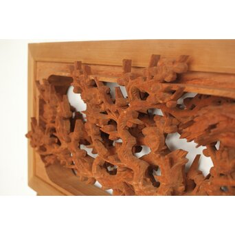 侊陽銘 深彫松竹梅 木彫欄間 2枚1組　R0215Y 