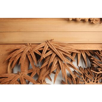 侊陽銘 深彫松竹梅 木彫欄間 2枚1組　R0215Y 