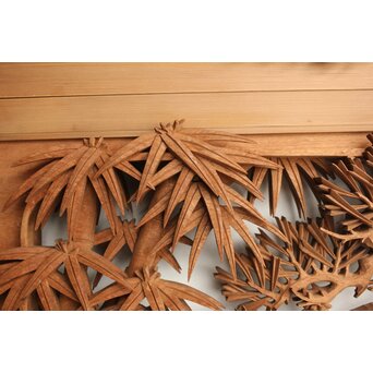 侊陽銘 深彫松竹梅 木彫欄間 2枚1組　R0215Y 