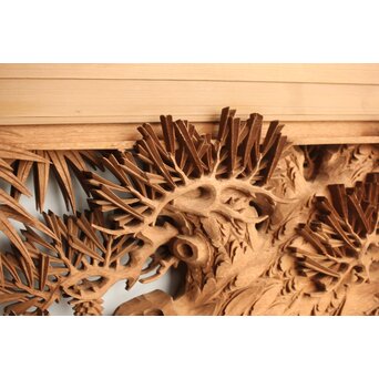 侊陽銘 深彫松竹梅 木彫欄間 2枚1組　R0215Y 