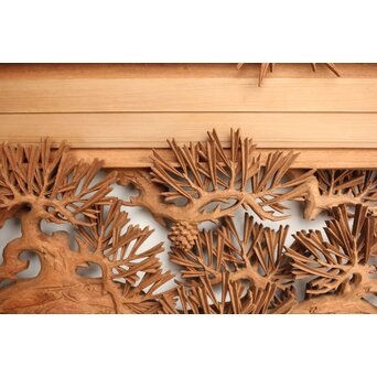 侊陽銘 深彫松竹梅 木彫欄間 2枚1組　R0215Y 