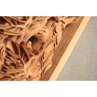 侊陽銘 深彫松竹梅 木彫欄間 2枚1組　R0215Y 