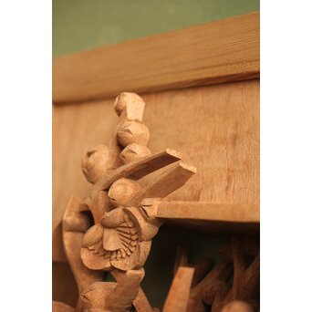 侊陽銘 深彫松竹梅 木彫欄間 2枚1組　R0215Y 