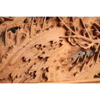 侊陽銘 深彫松竹梅 木彫欄間 2枚1組　R0215Y 