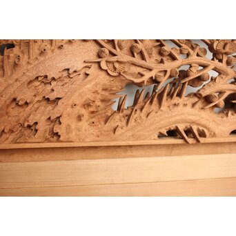 侊陽銘 深彫松竹梅 木彫欄間 2枚1組　R0215Y 