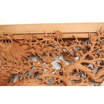 侊陽銘 深彫松竹梅 木彫欄間 2枚1組　R0215Y 