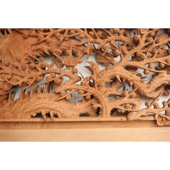 侊陽銘 深彫松竹梅 木彫欄間 2枚1組　R0215Y 