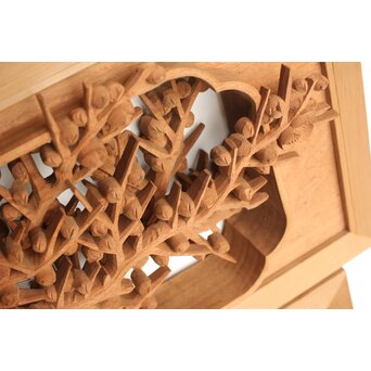 侊陽銘 深彫松竹梅 木彫欄間 2枚1組　R0215Y 