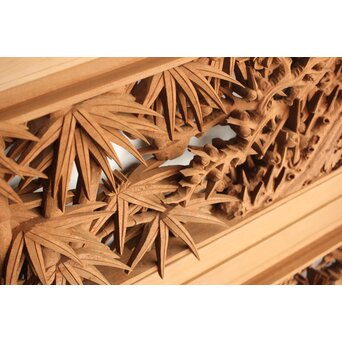 侊陽銘 深彫松竹梅 木彫欄間 2枚1組　R0215Y 